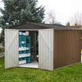 Outdoor Storage Shed,8x12 FT Large Garden Shed,Large Metal Tool Sheds with Sloping Roof and Vents,Updated Reinforced and Lockable Doors Frame Metal Storage Shed for Patio for Backyard,Patio,Garage