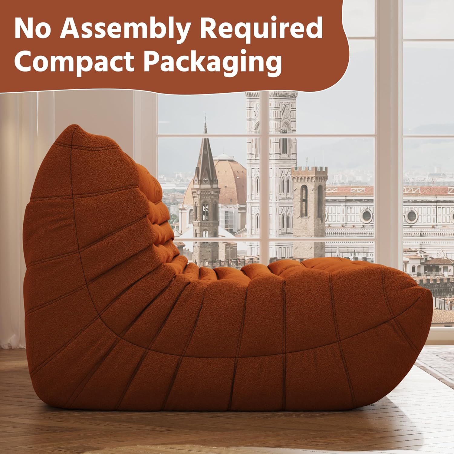 3-Seater Giant Loveseat Boneless Bean Bag Chair for Adults - Teddy Fleece Fireside Accent Chair with Memory Foam, Comfy Lazy Floor Sofa Couch Chaise Lounge for Living Room Bedroom Theater