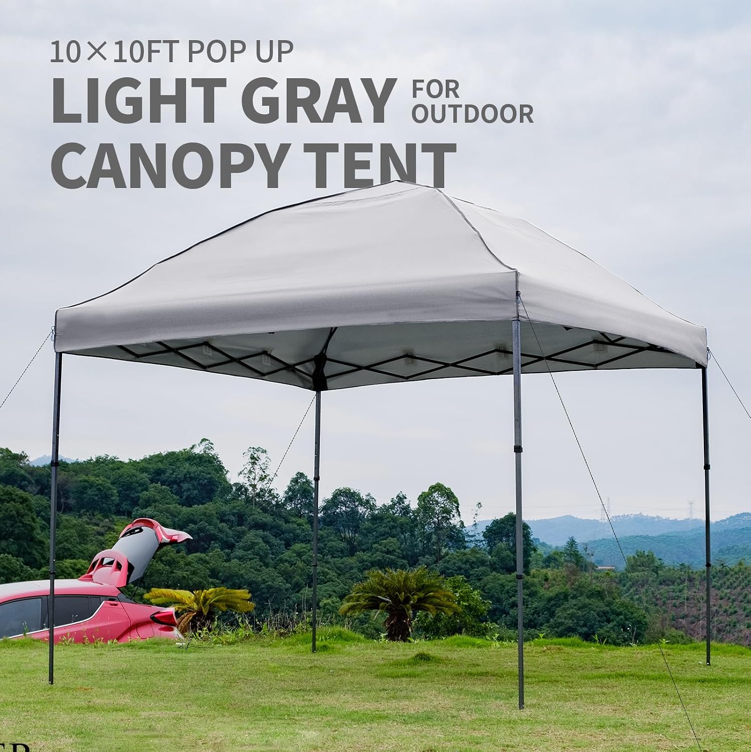 10x10 Pop Up Canopy Tent with 2 Sidewalls, Easy Up Canopy Outdoor Party Sun Shade Tent Portable Gazebo for Beach Camping Events with Carry Bag and 4 Sand Bags