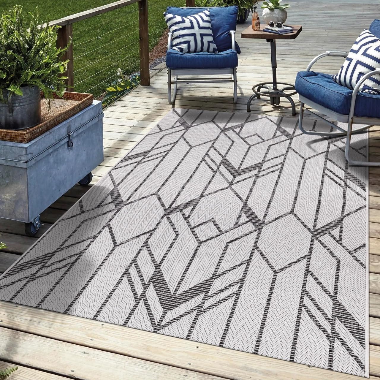 Keen Home Design Terrace Outdoor Area Rug - 9x12 Washable Indoor/Outdoor Rug for Patio, Kitchen, Balcony, Beach, Garden, Deck and Porch, Size: 8'10'x12'