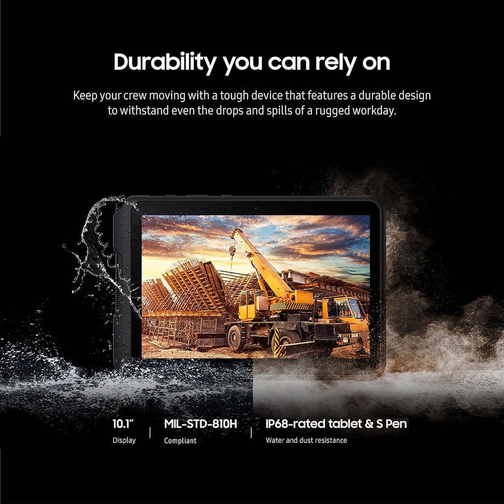Samsung Galaxy Tab Active4 Pro 10.1' 64GB Wi-Fi Android Work Tablet, LTE Unlocked, 4GB RAM, Rugged Design, Sensitive Touchscreen, Long-Battery Life-for Workers, SM-T630NZKAN20, Black