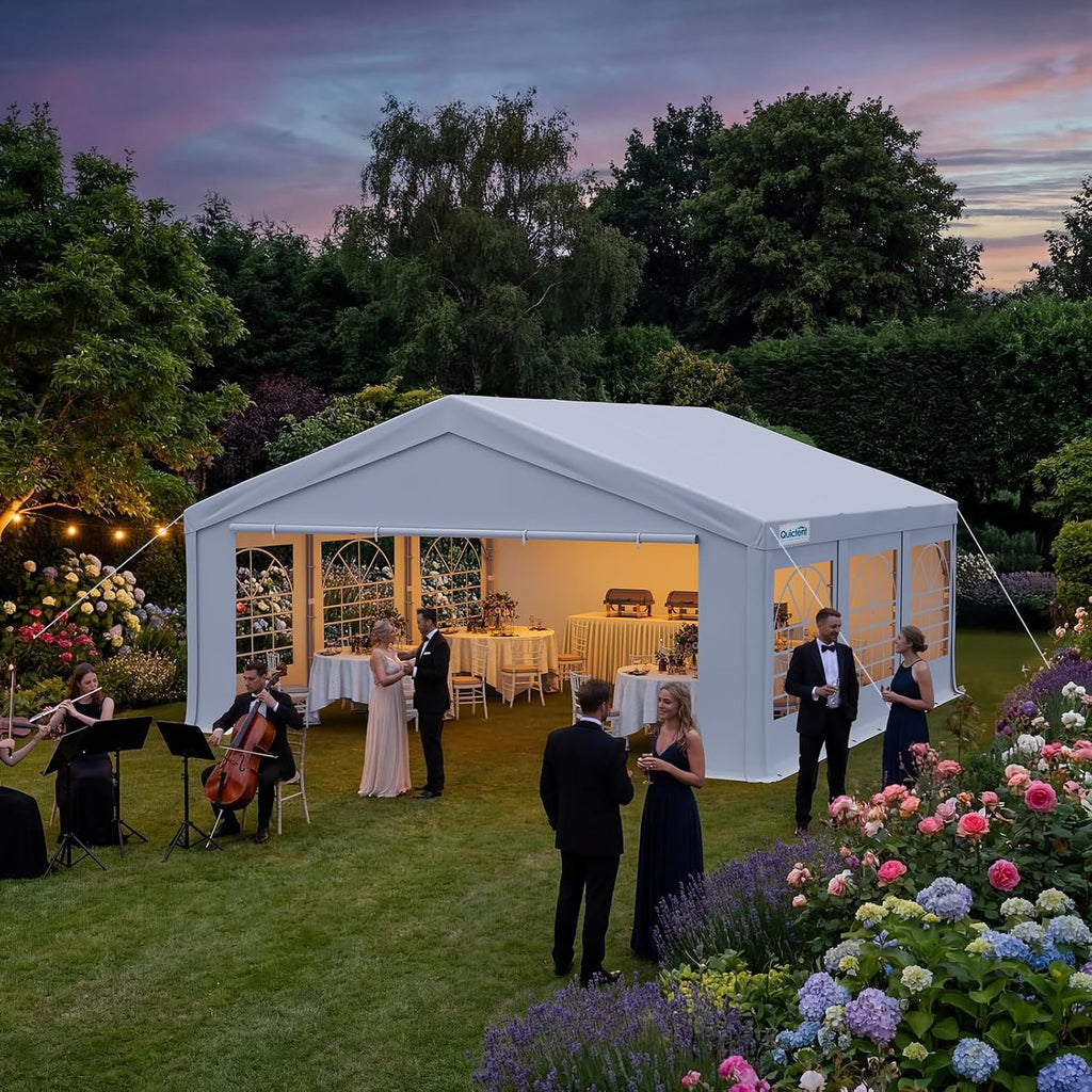 Quictent Premium 20x20 Party Tent Heavy Duty Outdoor Gazebo White Event Shelter Wedding Canopy Tent for Parties Carport BBQ with Removable Sidewall Windows & Storage Bags