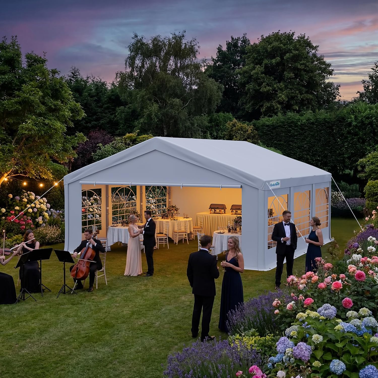 Quictent Premium 20x20 Party Tent Heavy Duty Outdoor Gazebo White Event Shelter Wedding Canopy Tent for Parties Carport BBQ with Removable Sidewall Windows & Storage Bags