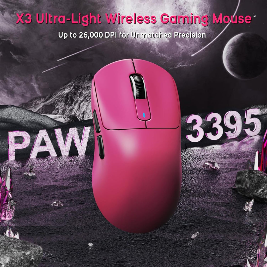ATTACK SHARK X68 HE Wired Magnetic Keyboard with X3 Wireless Gaming Mouse Combos, 8KHz Rapid Trigger Keyboard, 0.01mm RT Accuracy, 49g Superlight Mouse, PAW3395, 26000 DPI - Pink Contours