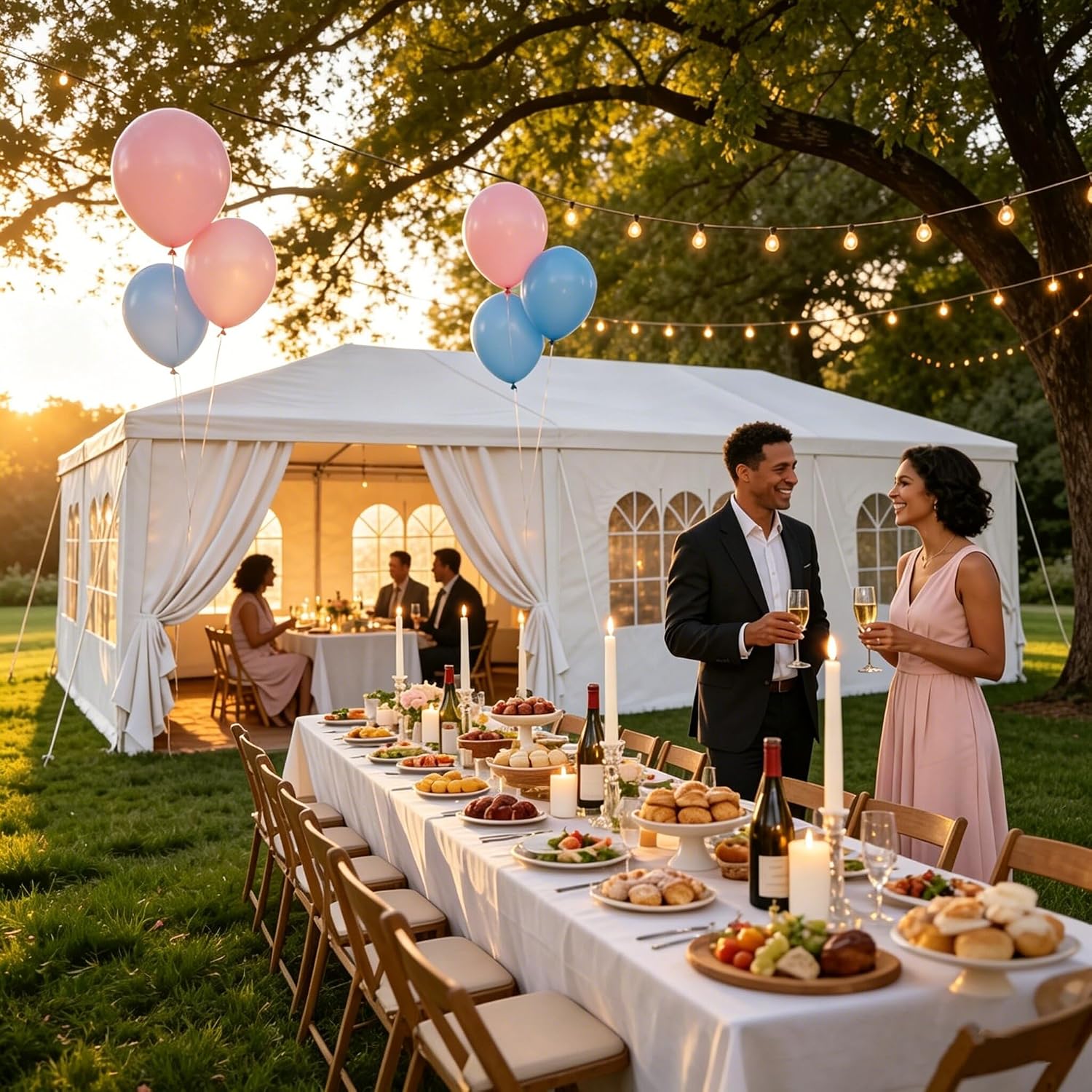 10x30 Party Tent Heavy Duty Outdoor Canopy Tents for Parties with 8 Removable Sidewalls Outside Large Gazebo Shelter Carpas para Fiestas for Backyard Patio Events Wedding BBQ, White