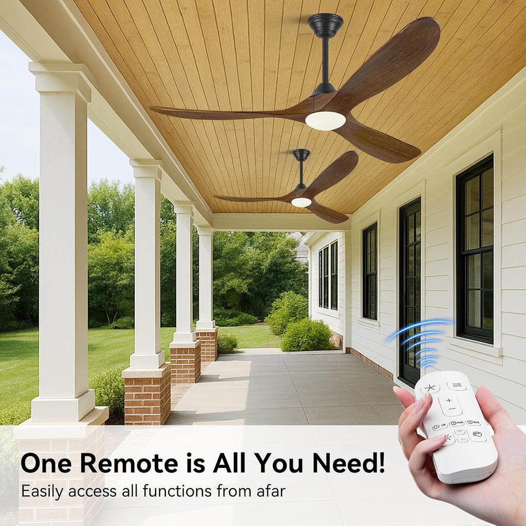 Savey'Sley 52 Inch Smart Ceiling Fan with Light Remote/APP/Alexa Control, 3 Blades Wooden Outdoor Ceiling Fans for Patios with Lights, High CFM Quiet DC Fan for Bedroom Farmhouse Gazebo