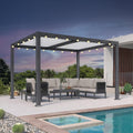 PURPLE LEAF Louvered Pergola 10' x 12' Outdoor Pergola with Aluminum Adjustable louvered Roof Grey Frame for Outside Deck Backyard