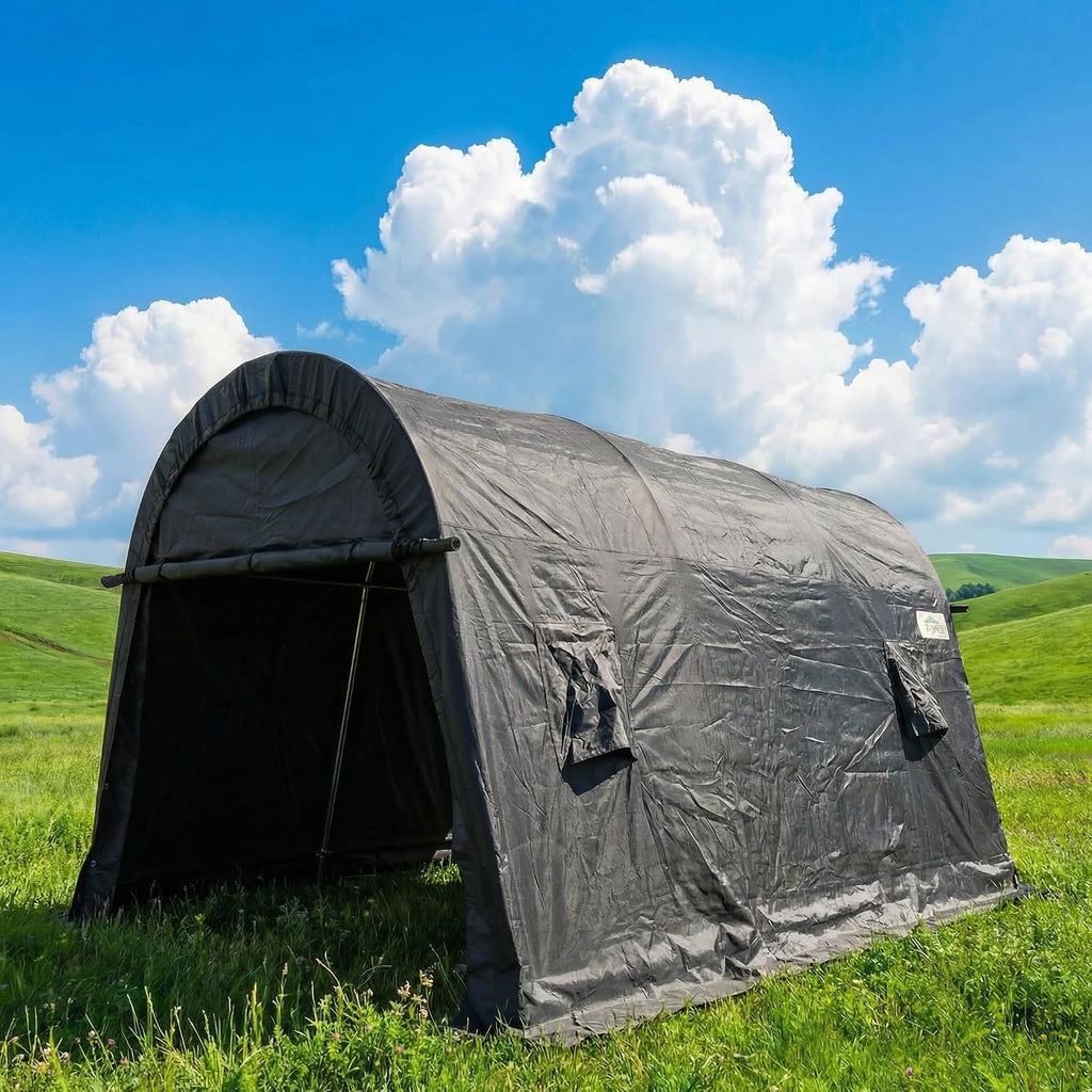 COBIZI Carport 10x15 FT Heavy Duty Portable Garage Storage Shelter Shed with All-Steel Metal Frame & Vents, Round Style Outdoor Storage Shed for Car, Truck, Boat, Patio Furniture Anti-Snow Waterproof