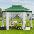 13'x13' Pop Up Gazebo, Hexagonal Outdoor Canopy Tent, [Sturdy Metal Frame] Instant Pop Up Tent with Mesh Netting, Waterproof & UV-Resistant Outdoor Gazebo for Backyard, Patio, Deck, Lawn Party(Green)