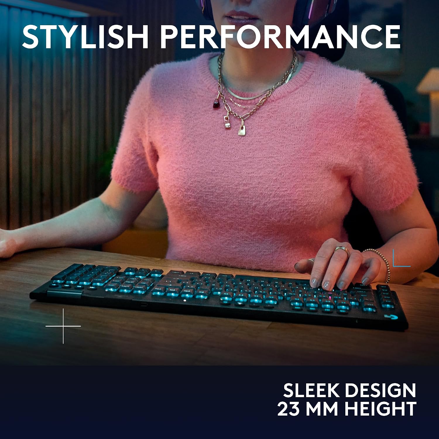 Logitech G915 X Lightspeed Wireless Mechanical Gaming Keyboard, Double-Shot PBT Keycaps, Fully Programmable Keys, RGB Backlit Mac/PC Gaming Keyboards, GL Tactile Switches, Black (Renewed)