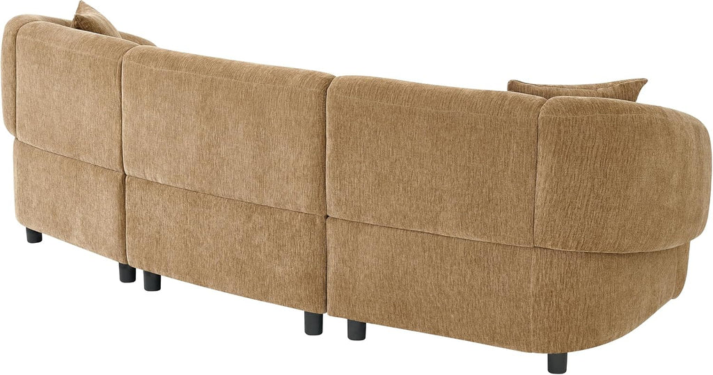 Merax 98.5' Modern 3 Seater Curved Sofa, Luxury Boucle Fabric Sofa, Minimalist Cozy Cloud Couch for Living Room, Bedroom, Apartment, Home Office, Mocha