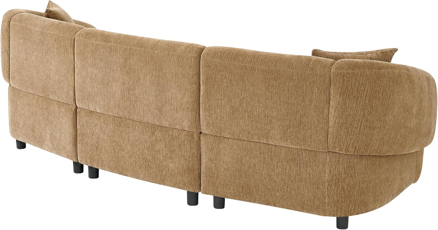 Merax 98.5' Modern 3 Seater Curved Sofa, Luxury Boucle Fabric Sofa, Minimalist Cozy Cloud Couch for Living Room, Bedroom, Apartment, Home Office, Mocha
