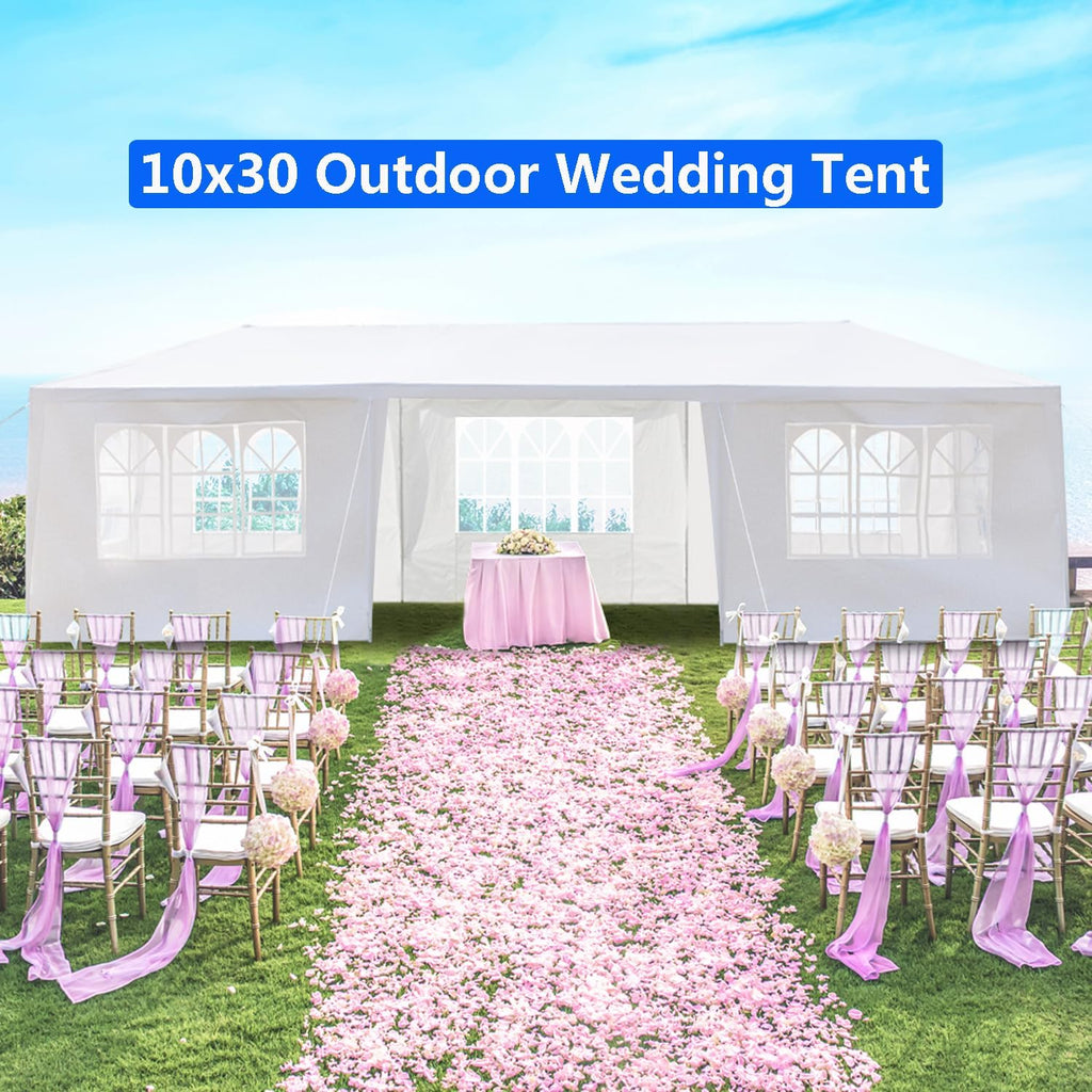 Outdoor Gazebo Canopy Wedding Party Tent Camping Shelter Commercial Instant Shelter Waterproof Tent with Removable Side Walls (10'x30' Seven Sides)
