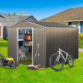 8x10 ft Outdoor Metal Storage Shed with Floor Frame, Lockable Galvanized Steel Tool Shed with Sliding Door and Air Vent, Waterproof Garden Storage House for Backyard, Patio