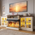 97' Fireplace TV Stand with 36' Electric Fireplace, Farmhouse Entertainment Center for TVs up to 100', Media Console Table with Large Storage Cabinets, for Living Room, White