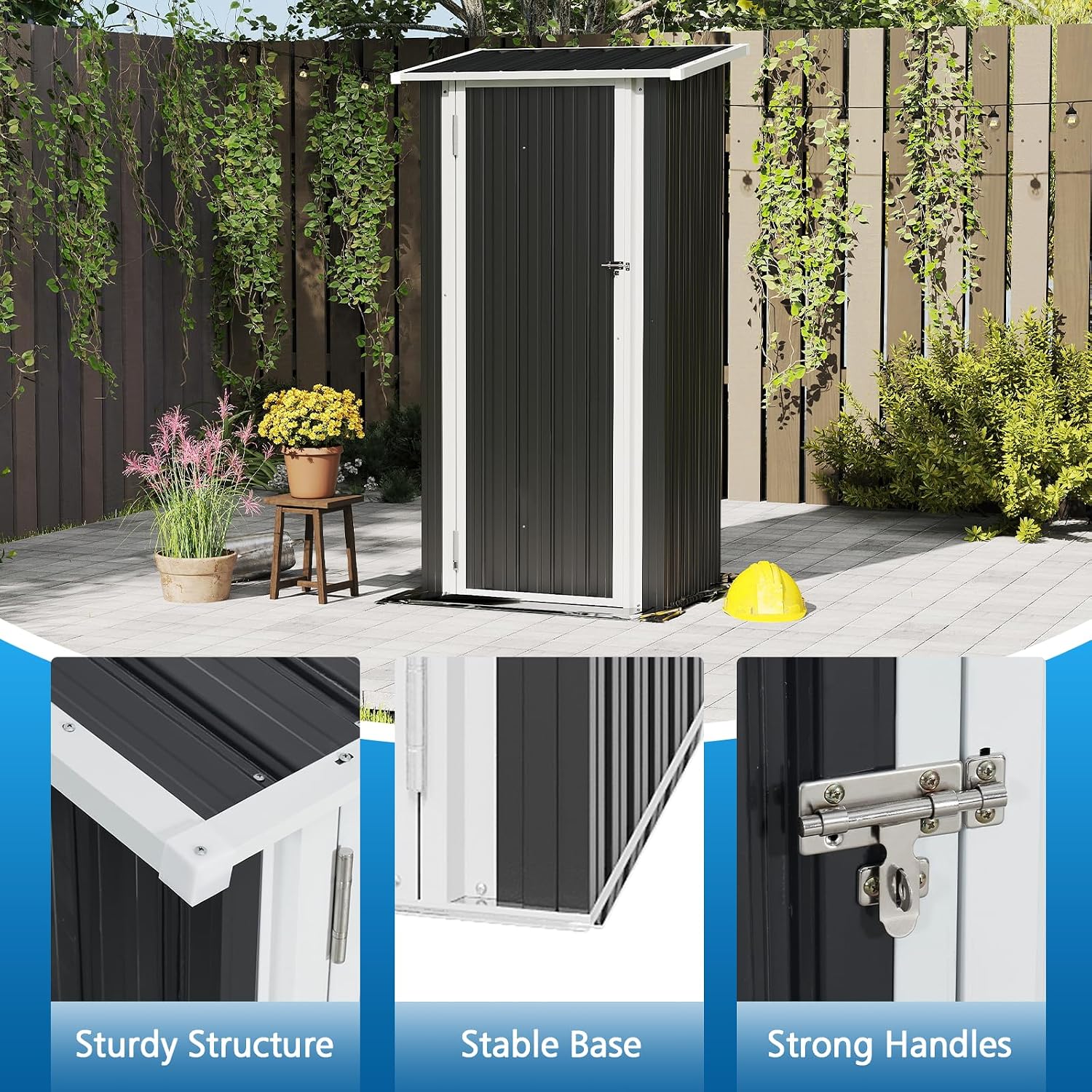 3'x2' Outdoor Metal Storage Shed with Lockable Doors, Durable Steel Tool Shed for Garden, Patio, Backyard, and Lawn, Black
