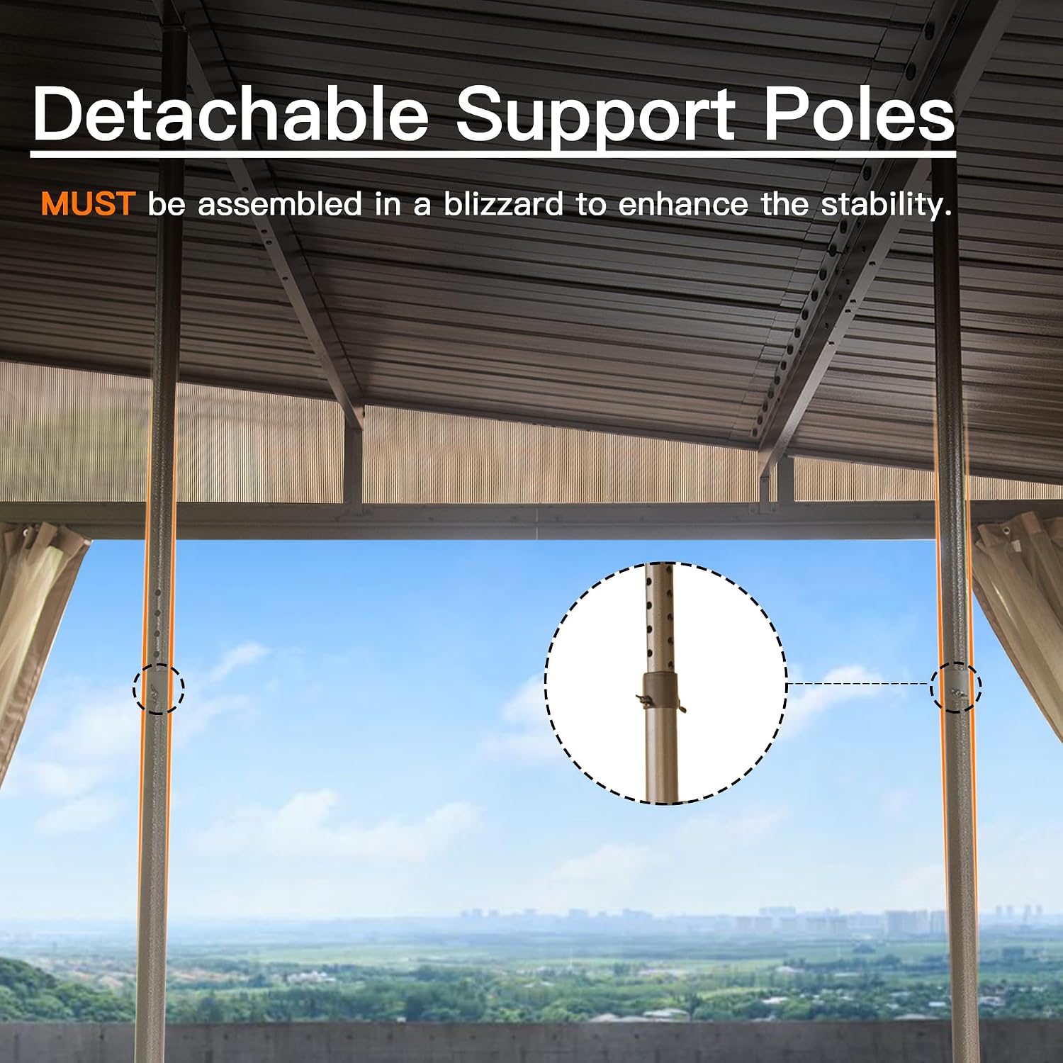 Domi 12x14FT Lean to Gazebo, Hardtop Wall Mounted Gazebo with Sloping Galvanized Steel Roof, Wall Pergola with Aluminum Frame, Curtains and Netting, for Patio, Deck, Garden, Backyard