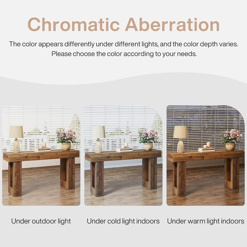 Tribesigns 63-Inch Long Console Table, Farmhouse Wooden Sofa Table Behind The Couch, Narrow Entryway Table for Entrance, Hallway, Living Room (Mix Brown)