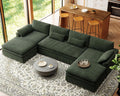 Belffin Large Modular Sectional Sofa with Double Deep Chaise, 135' Corduroy U Shaped Sectional Couch with 9' Soft Dual-Layer 6 Seats U Shaped Couch for Living Room, Apartment, Green