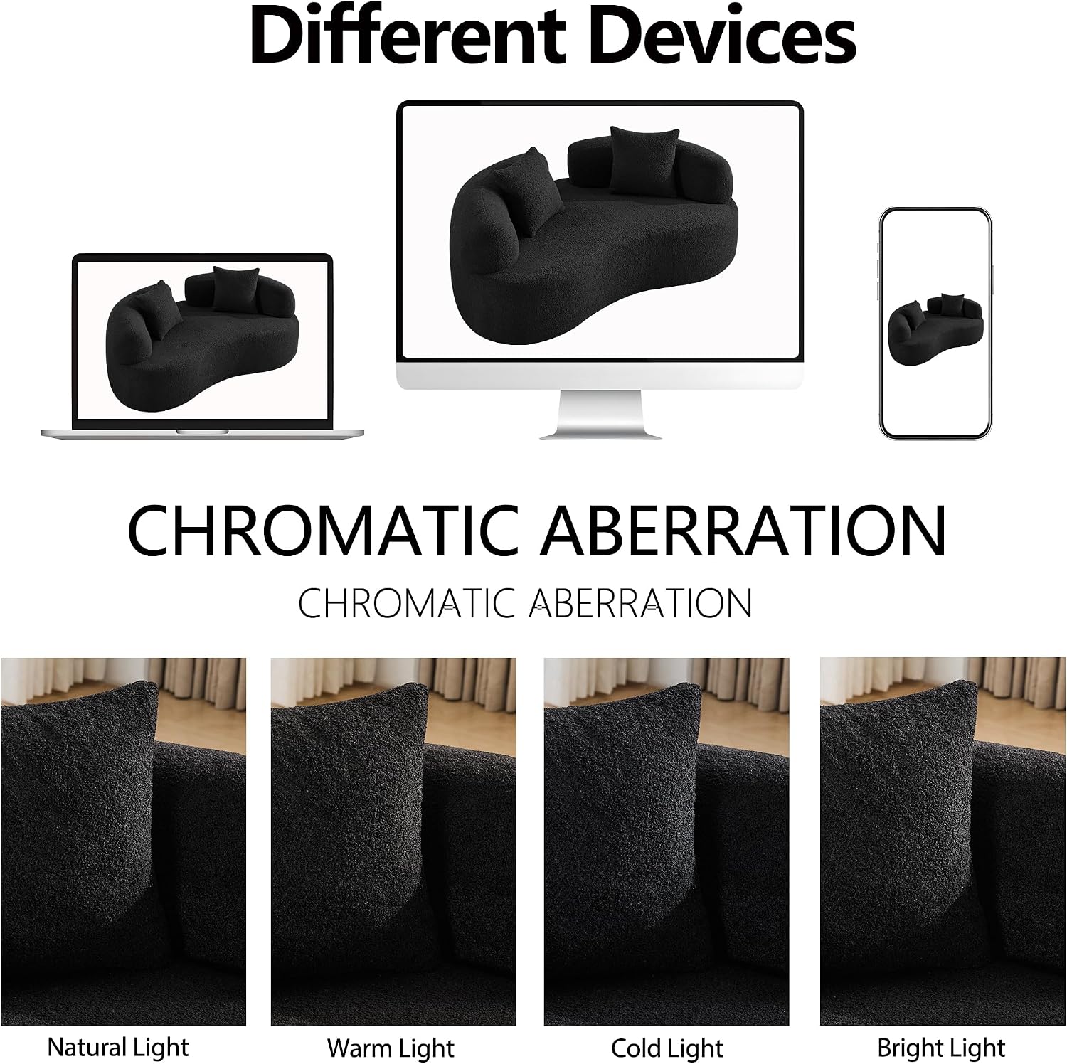 67'Curved Loveseat Sofa for Living Room, Deep Seat Love Seat Couch with 2 Throw Pillows, Modern Loveseat Adopt Teddy Fabric, Suitable Small Spaces The Cloud Loveseat, No Assembly Needed, Black