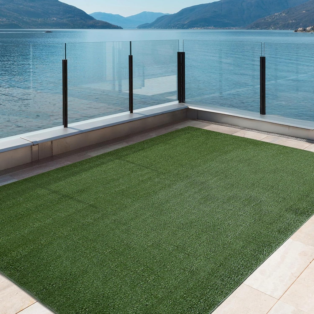 iCustomRug Synthetic Grass Rug – 12 x 20ft Lawn Green Turf Carpet for Patios, Yards, Boats, Camping – Indoor/Outdoor Use