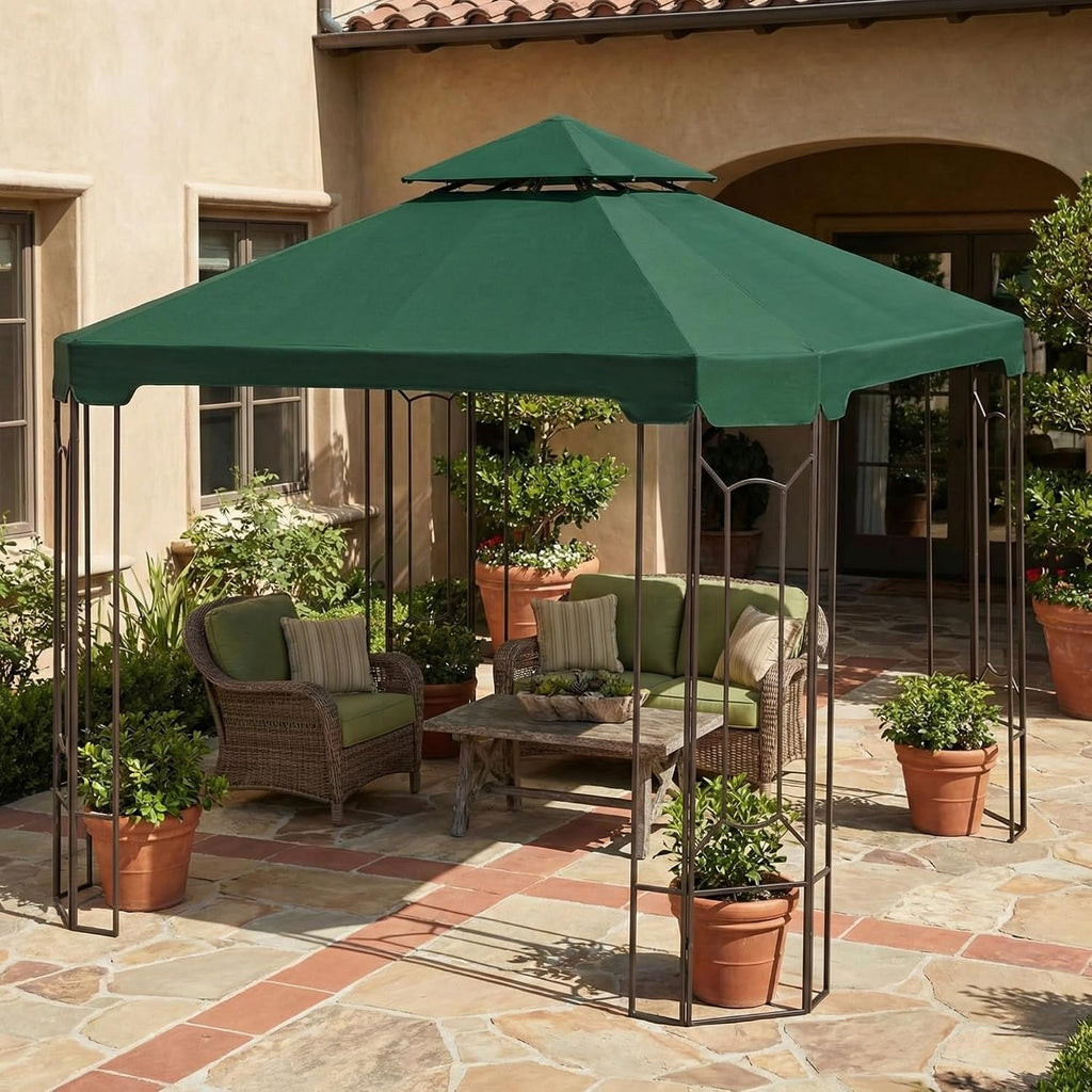 Garden Winds Reinforced RipLock 350 Replacement Canopy Top Cover Compatible with Cottleville 10' x 10' Gazebo Model GFS00744A - Green