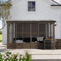 Domi 8x12FT Wall Mounted Sunroom All Season, Patio Small Solarium with 3 Sliding Double Doors, Enclosed Aluminum Lean to Gazebo with Galvanized Steel Roof, Detachable PC Windows for Deck, Backyard
