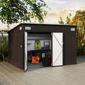 10x8ft Black Metal Tool Shed with Triple Lockable Doors, Heavy-Duty, Weather-Resistant & Rustproof Outdoor Storage for Tools, Garden Equipment, Bikes & Backyard Essentials