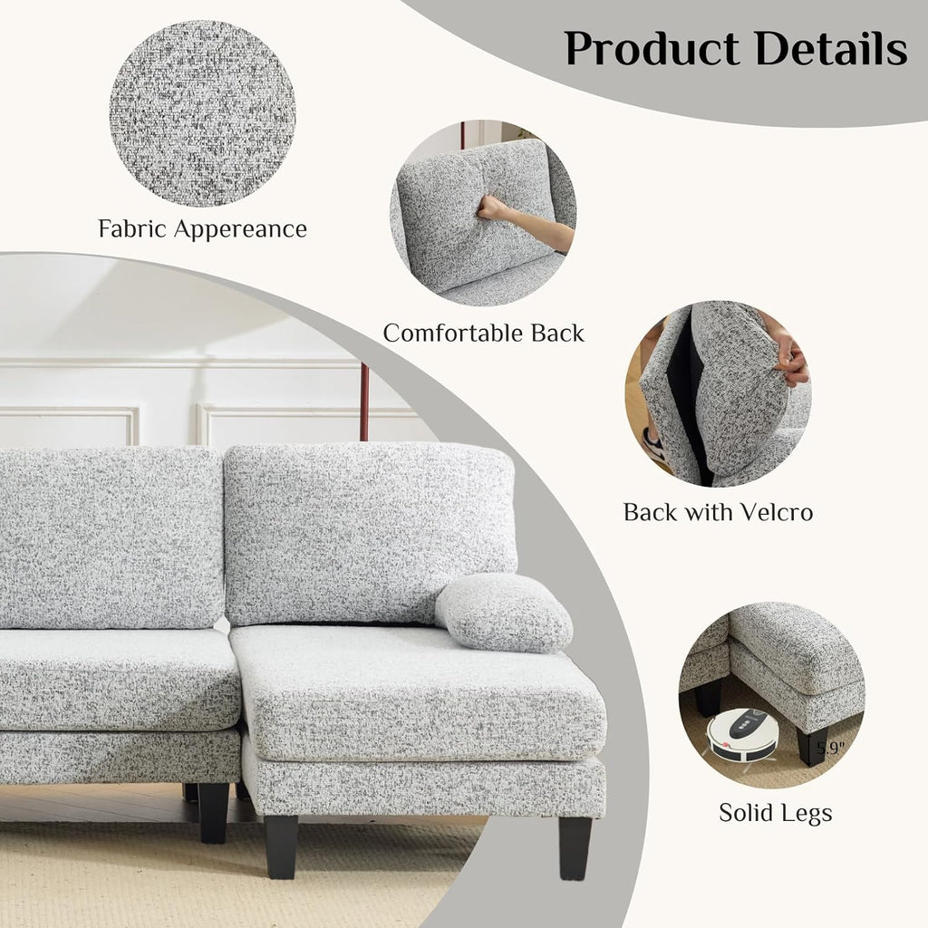 Karl home 110' Sectional Couches for Living Room U-Shape Sofa with Chenille Upholstery 4 Seat Sofa Set with Double Chaises & Wood Grain Legs for Apartment, Light Gray