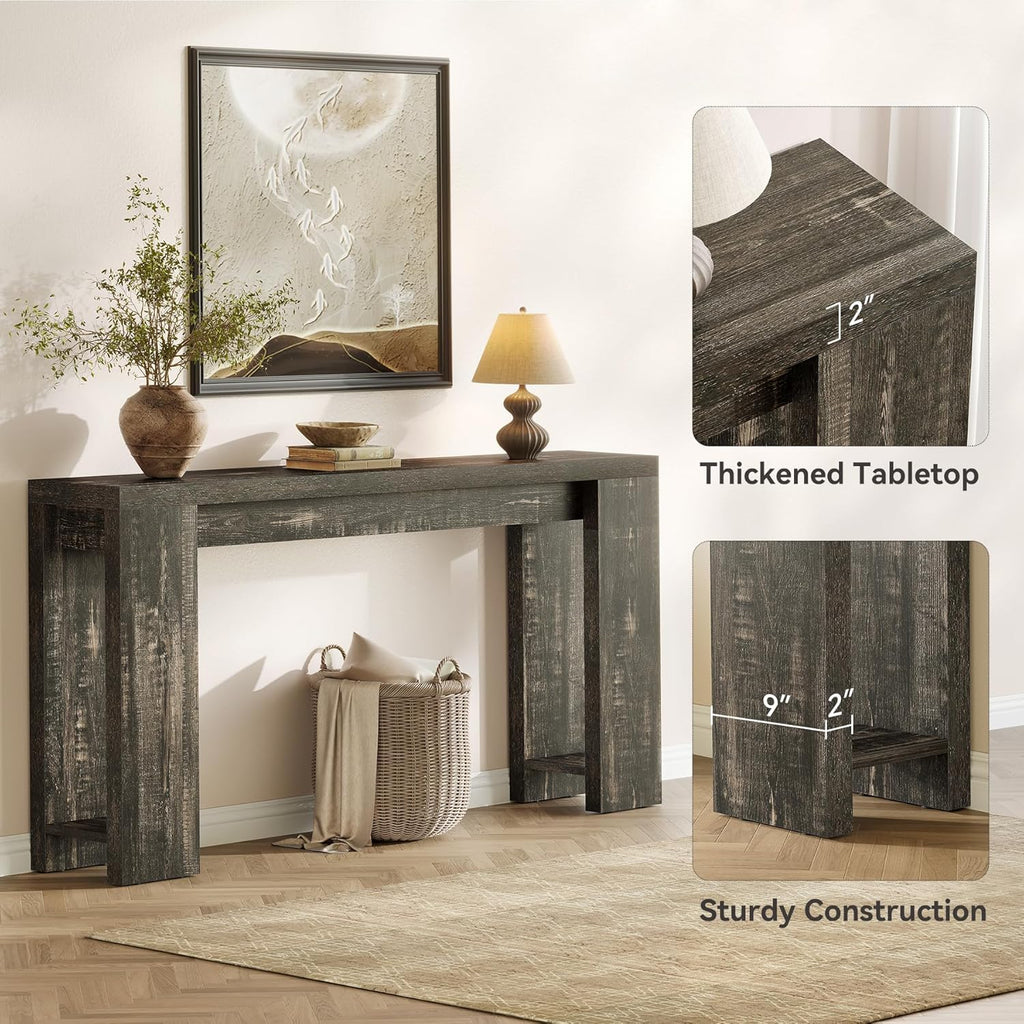 LITTLE TREE 70.9-Inch Long Console Table, Narrow Sofa Table Behind the Couch, Farmhouse Console Table for Living Room, Entryway, Hallway