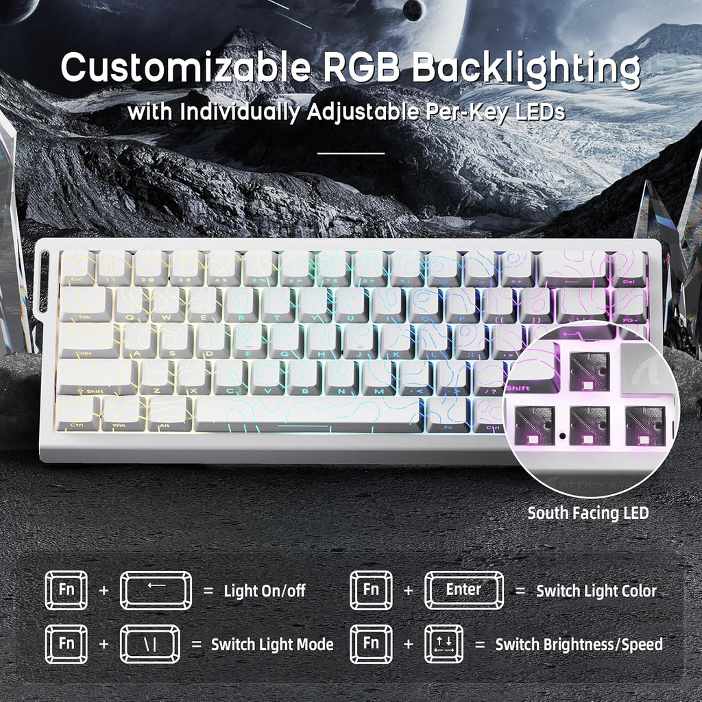ATTACK SHARK X68 HE Wired Magnetic Keyboard with X3 Wireless Gaming Mouse Combos, 8KHz Rapid Trigger Keyboard, 0.01mm RT Accuracy, 49g Superlight Mouse, PAW3395, 26000 DPI - White Contours