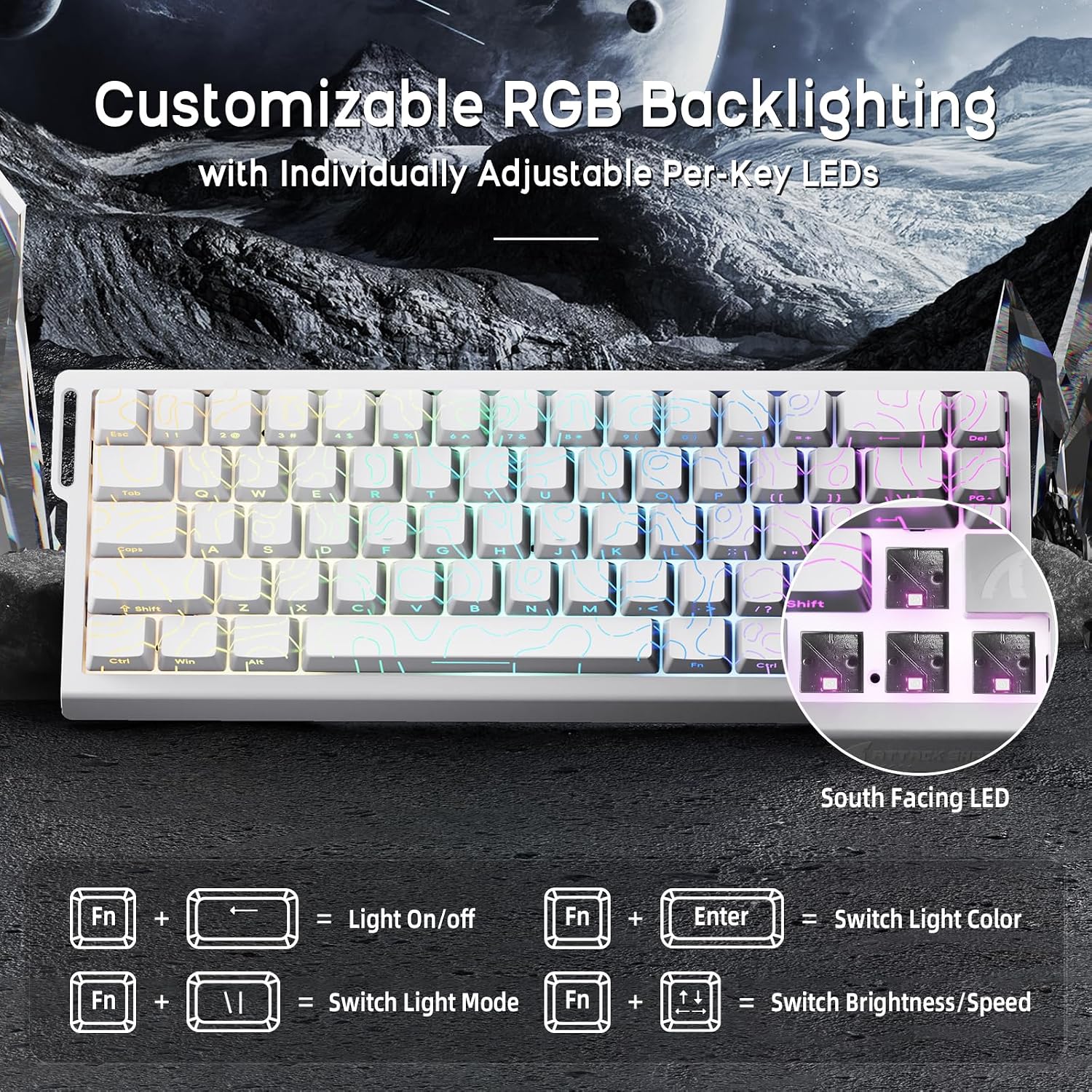 ATTACK SHARK X68 HE Wired Magnetic Keyboard with X3 Wireless Gaming Mouse Combos, 8KHz Rapid Trigger Keyboard, 0.01mm RT Accuracy, 49g Superlight Mouse, PAW3395, 26000 DPI - White Contours