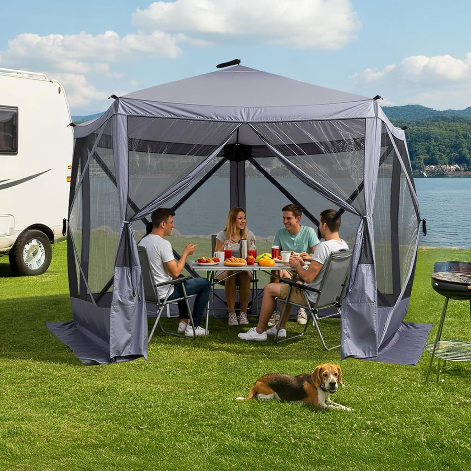 Outvita 10x10ft Instant Pop-Up Screen Tent - Outdoor Gazebo Canopy with Mosquito Netting & Carrying Bag - Versatile Pavilion Tent for Patios and Events