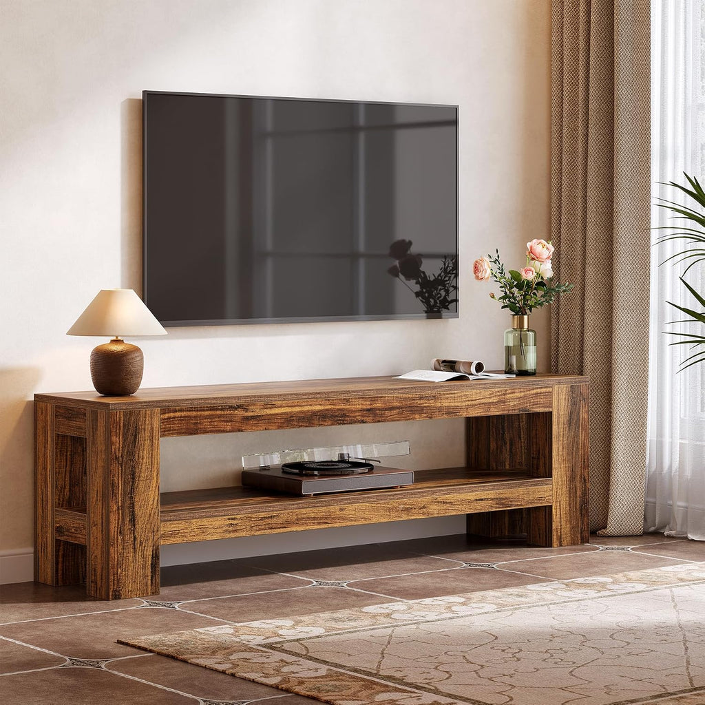 Tribesigns 59' TV Stand for 55/60/65/75-Inch TVs, Rustic Media TV Console with Storage Shelve, Entertainment Center Television Stand for Living Room, Bedroom (Brown)