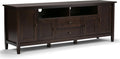 SIMPLIHOME Warm Shaker TV Stand - 72 inch Wide Solid Wood Media Console in Tobacco Brown, Transitional Entertainment Center for Living Room for TVs up to 80 Inches with Cabinets and Cable Management