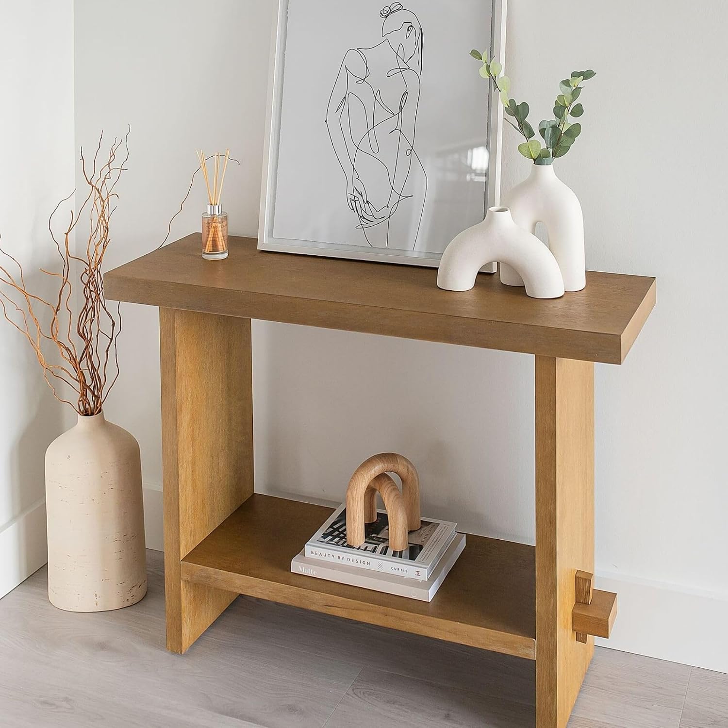 Nathan James Virgo Wood Accent Storage Console Sofa Table, for Entryway, Hallway or Living Room, 1, Light Brown