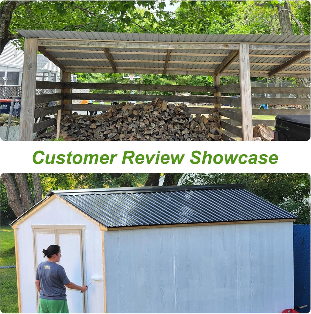 20PCS Metal Roofing Panels, Corrugated Galvanized Roof Panels, Waterproof Metal Siding Panels with 120 Pcs Steel Screws for Pergola, Gazebo, Shed, Garages, Stables and Mobile Homes -Brown