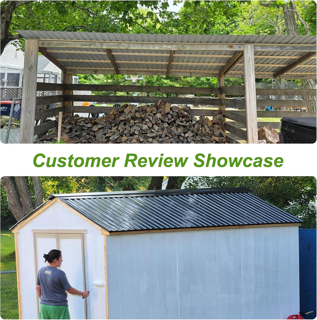 20PCS Metal Roofing Panels, Corrugated Galvanized Roof Panels, Waterproof Metal Siding Panels with 120 Pcs Steel Screws for Pergola, Gazebo, Shed, Garages, Stables and Mobile Homes -Brown