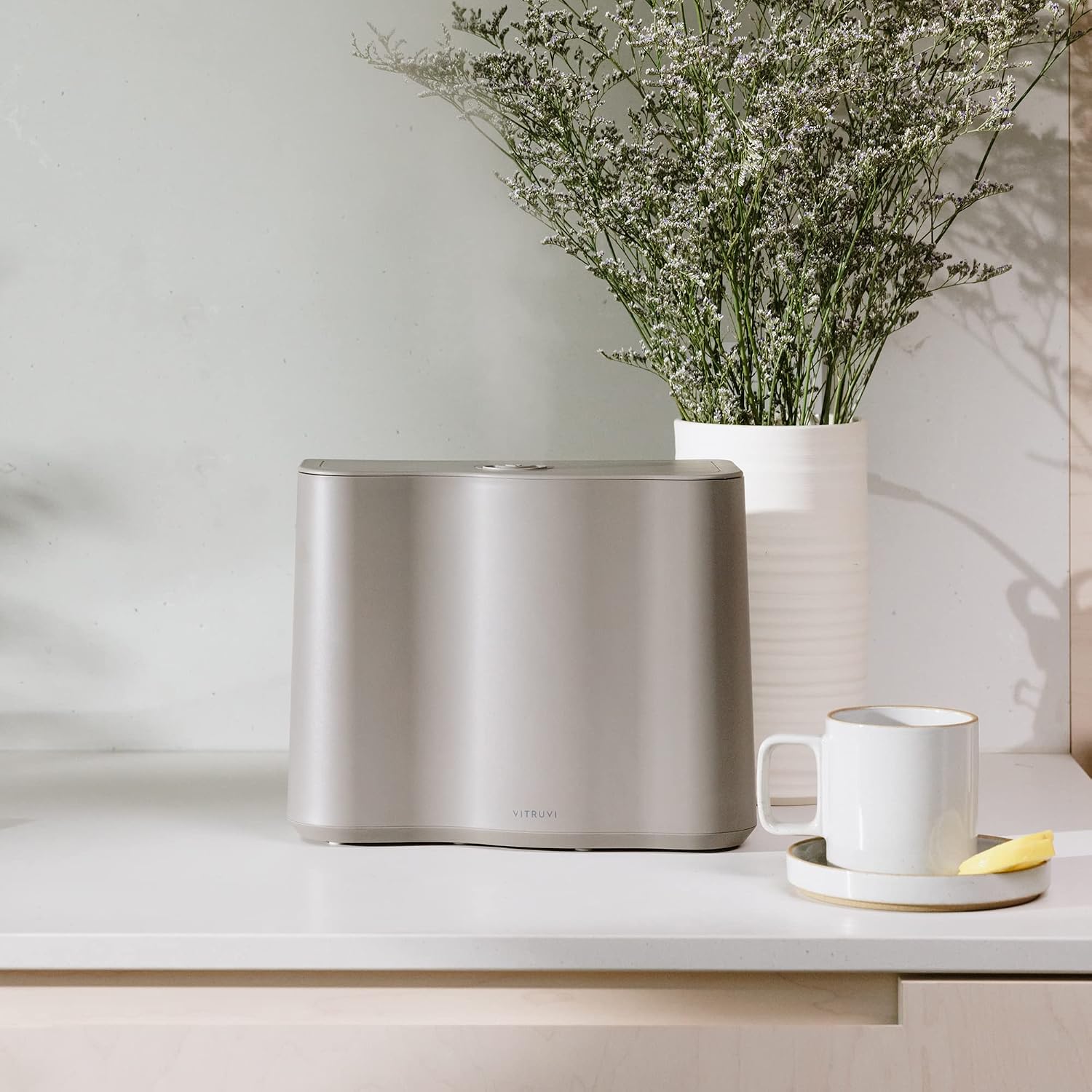 Vitruvi Cloud Bedside Humidifier, Dove, 24 Hr Run Time, 602ft Coverage, Large Home Bedroom - Night Mode - Includes 3 Month Filter