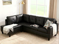 L Shaped Couch Sectional Couches with Chaise, 3 Pieces Modular Convertible Sofa for Living Room Furniture Sets and Small Apartment Faux Leather, Black
