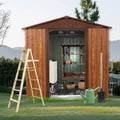 6 x 6 FT Outdoor Metal Storage Shed with Window and Punched Vents,Heavy Duty Storager House w/Sliding Doors & Padlock,Large Waterproof Tool Sheds for Garden,Backyard,Lawn,White