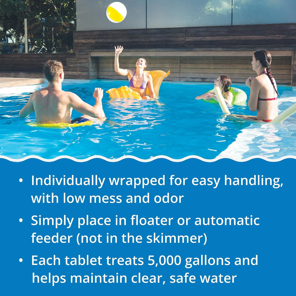 In The Swim Weekly Clear Pool Care Kit – Easy 4-Step Pool Cleaning Bundle with Chlorine Tabs, Algae Preventer, Shock & Clarifier – Keep Your Pool Sparkling - Basic