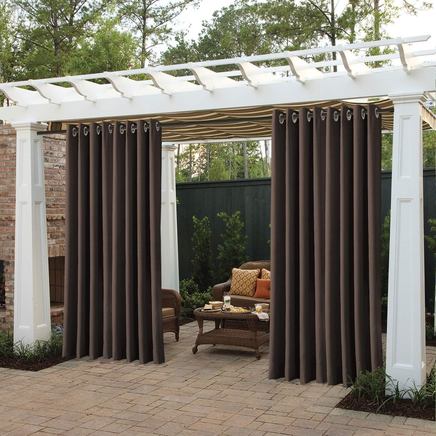 cololeaf Blackout Outdoor Curtains for Patio - Indoor Outdoor Curtains Waterproof Thermal Insulated Privacy Protect Grommet Shade Drapes for Porch - Brown 100' Wx84 L Inch (1 Panel)
