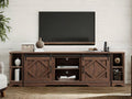 WAMPAT Modern Farmhouse 3 in 1 TV Stand for up to 95' TVs,Wood Media TV Console Table with Storage Cabinets and Sliding Barn Doors,Entertainment Center for Living Room Bedroom,Rustic Brown
