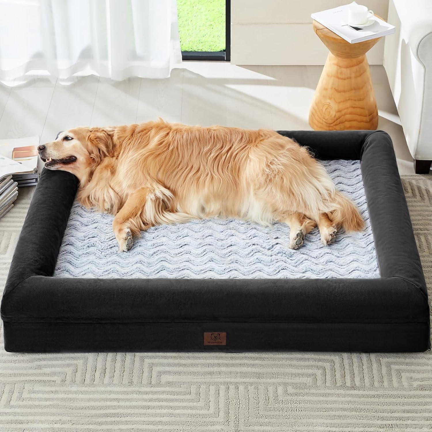 WNPETHOME Giant Dog Bed, Washable Dog Couch with Removable Waterproof Cover, Orthopedic Large Pet Sofa Bed with Bolster Sides for Sleeping