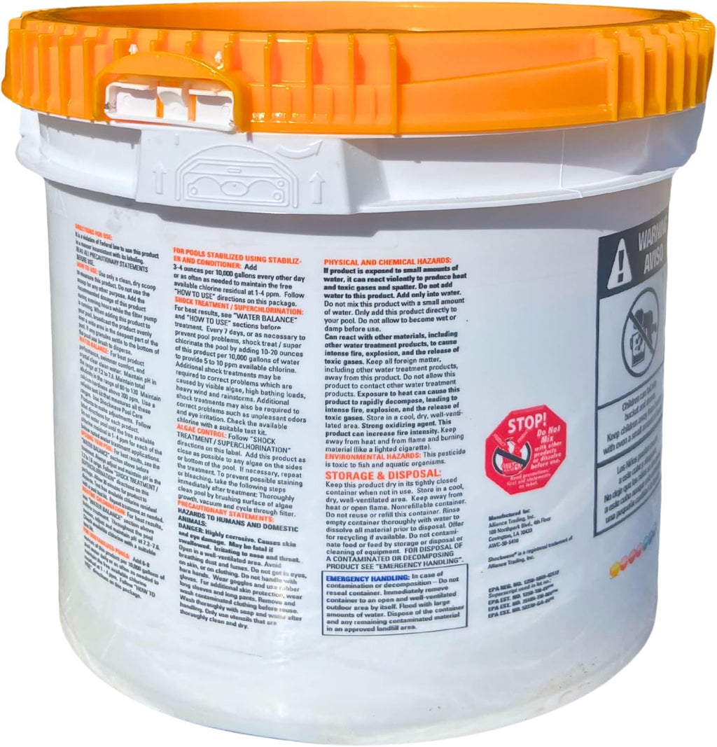 Super Shockwave Pool Shock – 73% Cal-Hypo Granular Sanitizer for Crystal Clear Water – Defends Against Bacteria, Algae, and Microorganisms - 25 Pounds