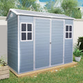 8x4 FT Outdoor Storage Shed with Floor, Weather Resistant Tool Shed with Lockable Door, Vents & Windows, Resin Garden Sheds with Sloped Roof for Backyard, Patio, Lawn, Black