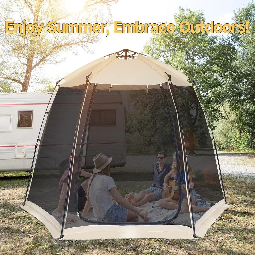 EighteenTek Screen House Gazebo, 2-4-6 Person Pop Up Screen Tent, Instant Screen Room with Carry Bag, Outdoor Mosquito Tent Pop-Up, Sun Shade Shelter for Patio, Garden, Backyard, Deck