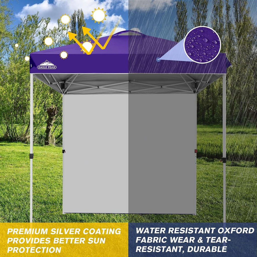 EAGLE PEAK Commercial Canopy 6.6x6.6 Pop Up Canopy Tent with 1 Sidewall, Easy Setup Heavy Duty Instant Event Shelter for Vendors & Markets, Outdoor Sun Shade, Purple