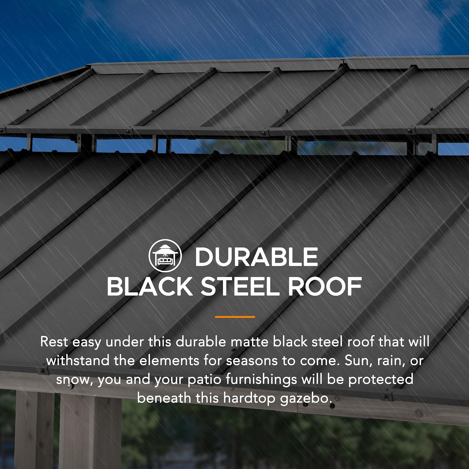 Sunjoy 12 x 20 ft. Wood Gazebo, Outdoor Patio Steel Hardtop Gazebo, Cedar Framed Wooden Gazebo with 2-Tier Metal Roof, Suitable for Patios, Lawn and Backyard, Matte Black Roof + Gray Wood Frame